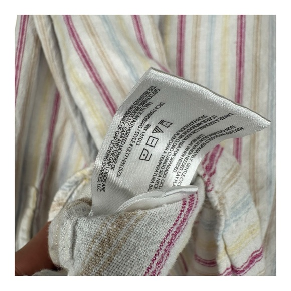 Gap Women’s XXL Linen Blend Striped LS Button Shirt Coastal Fisherman Beachy‎ - Picture 6 of 12